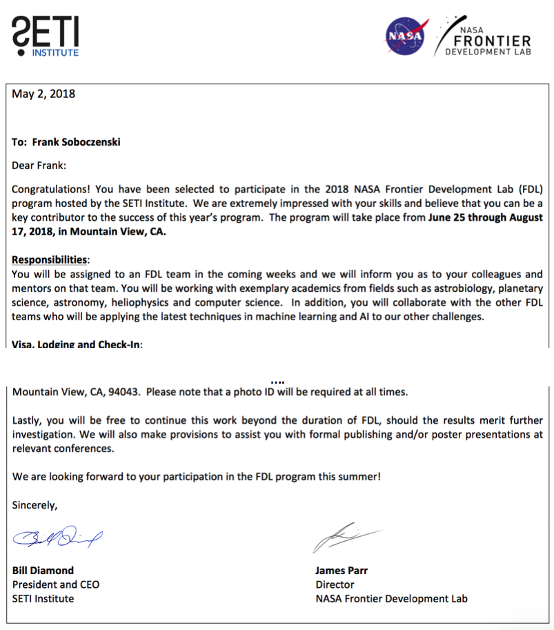 NASA invitation letter